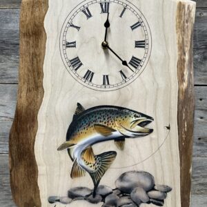 Brown Trout Live-Edge Wall Clock