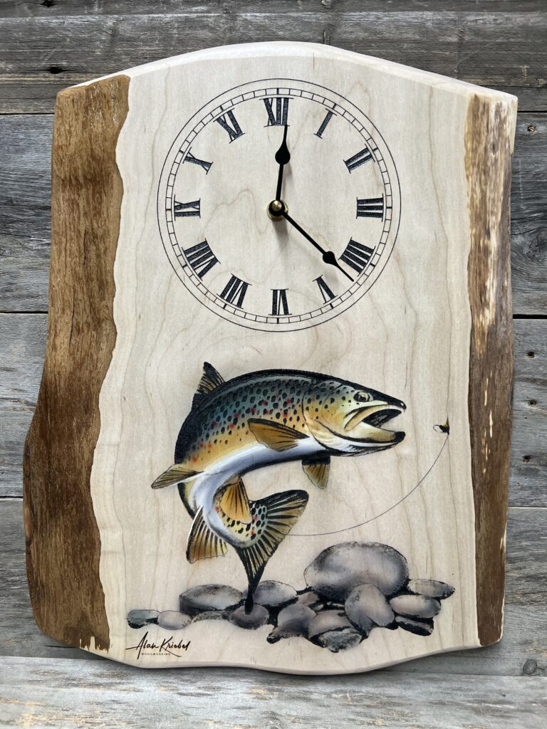 Brown Trout Live-Edge Wall Clock