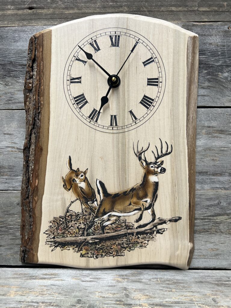 Whitetail Deer Live-edge Wall Clock