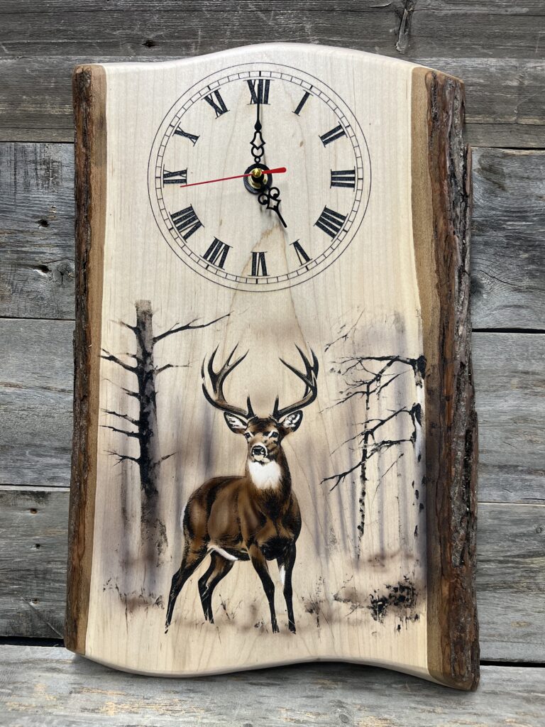 Whitetail Buck Live-edge Wall Clock