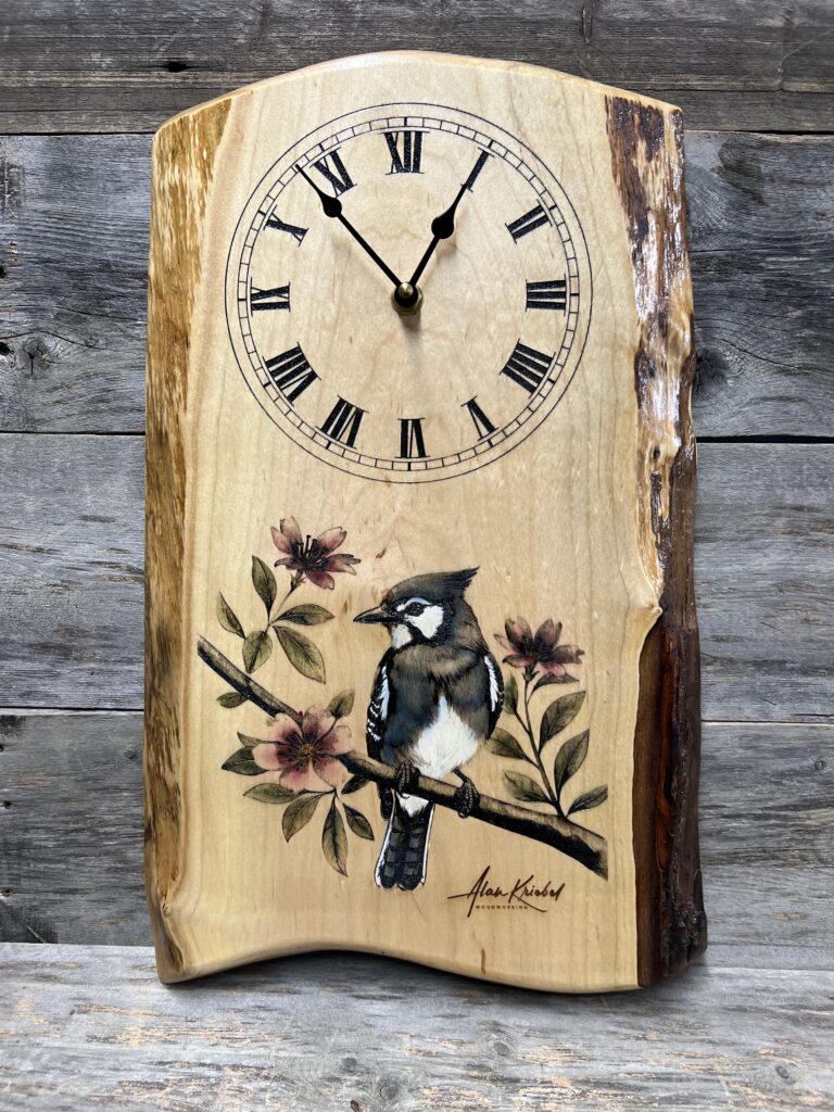Blue Jay Live-Edge Clock