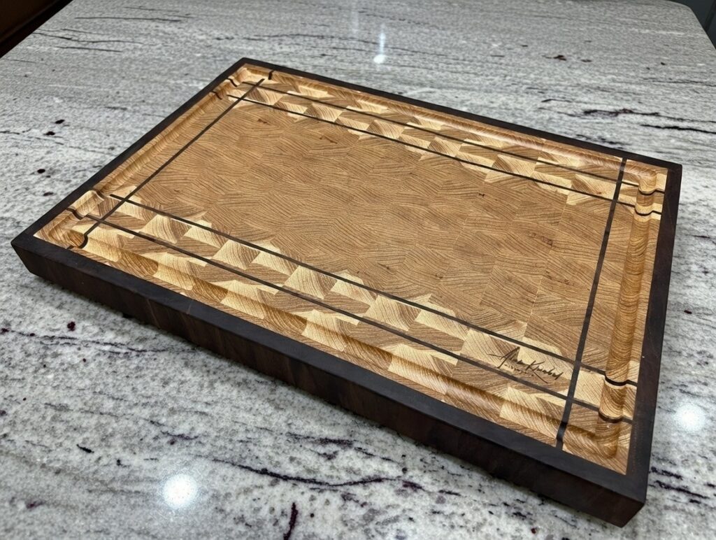 Hickory & Walnut End Grain Cutting Board