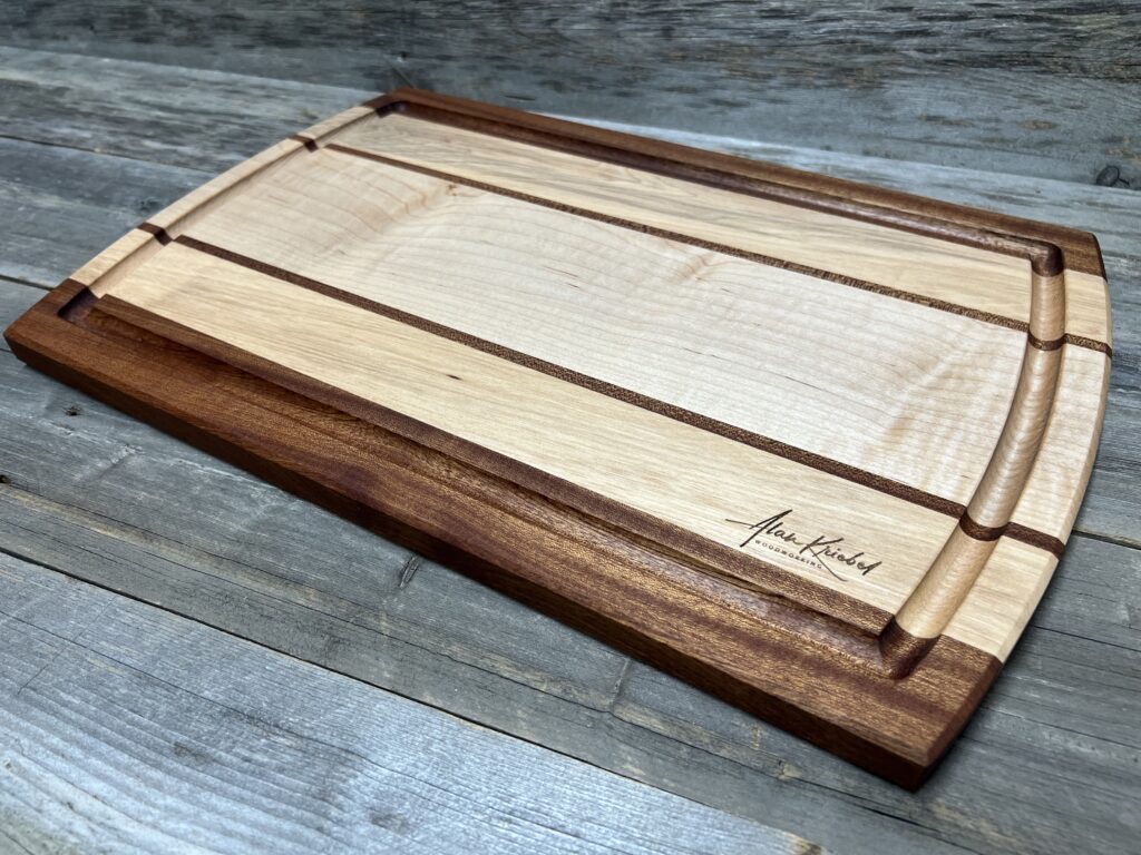 Handcrafted Maple, Hickory, Walnut, and Sapele Cutting Board